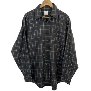 Brooks Brothers Plaid Button Down Shirt Men’s L Forest Green Red Non-Iron Cotton